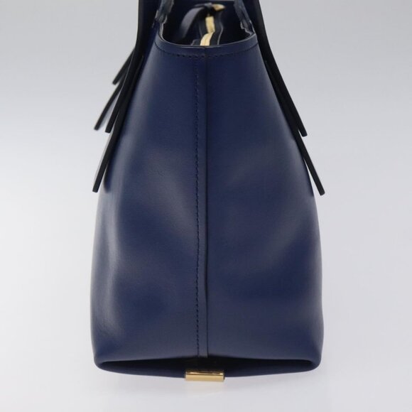 Chloe C. Medium Shoulder Bag Leather Blue Gold Auth - Picture 4 of 16